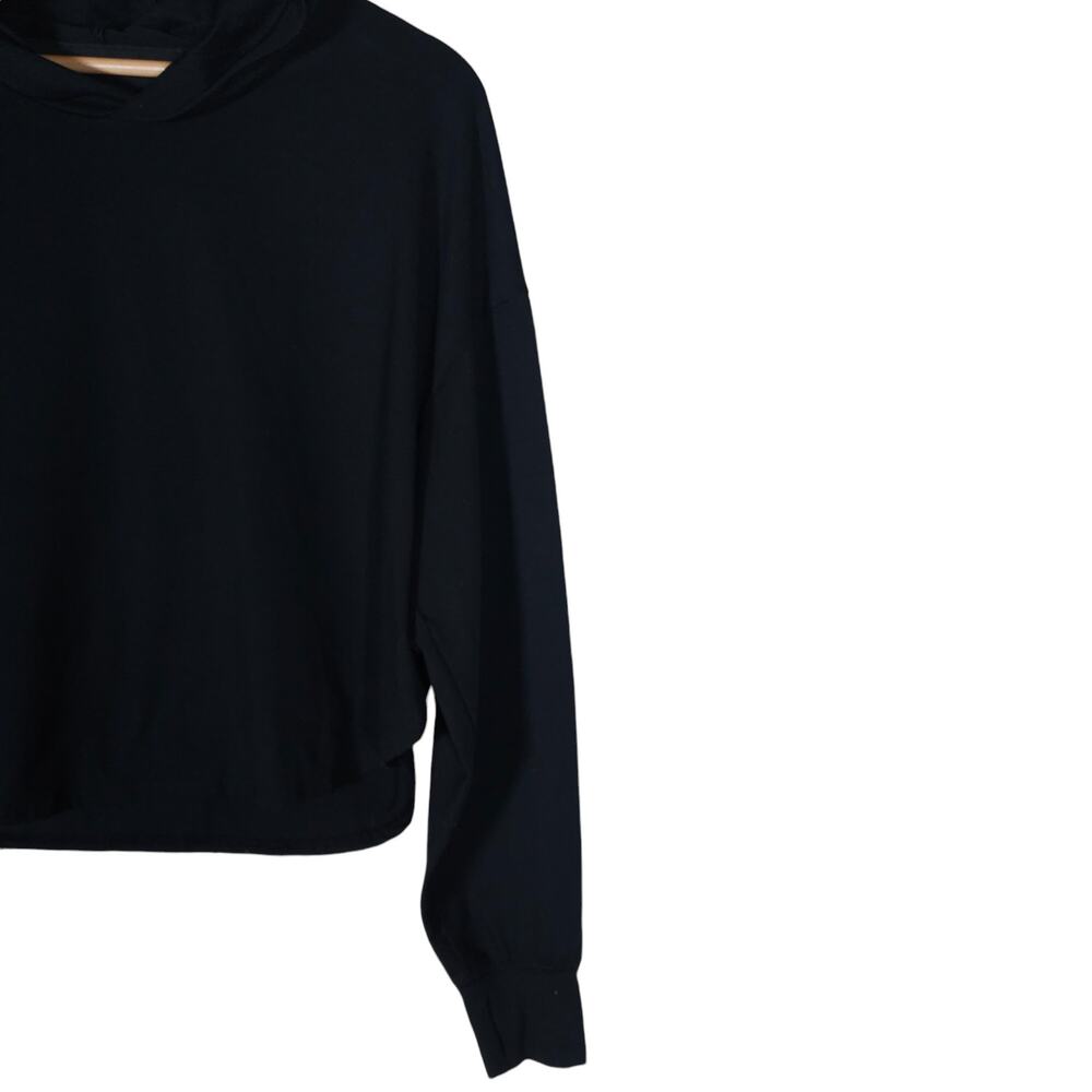 Gilly Hicks GO Womens Hoodie Medium Black Cropped Relaxed Fit Pullover Open Back - Picture 3 of 11